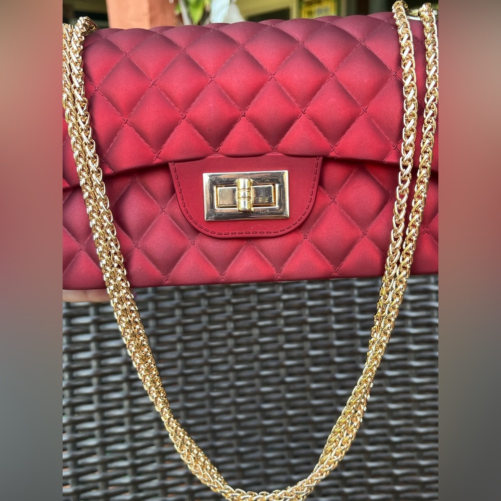 EUC Like NEW Elegant Matte Ruby Red Quilted Multi Function Women's Bag